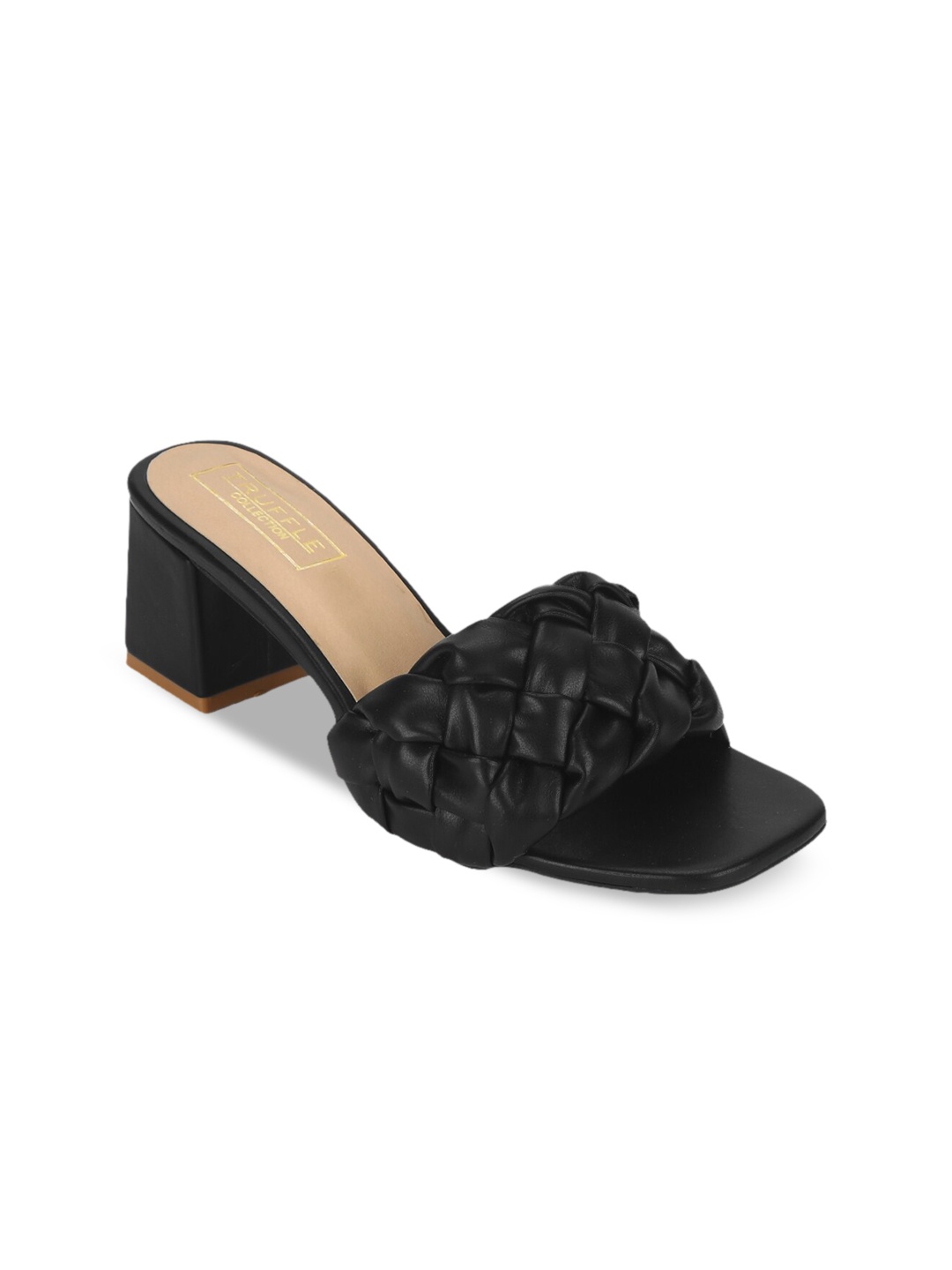 

Truffle Collection Women Black Woven Design Heels