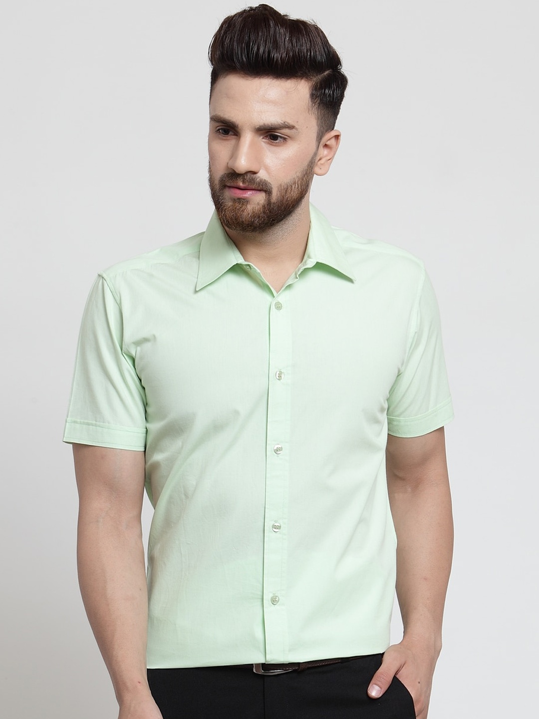 

Purple State Men Green Slim Fit Solid Formal Shirt