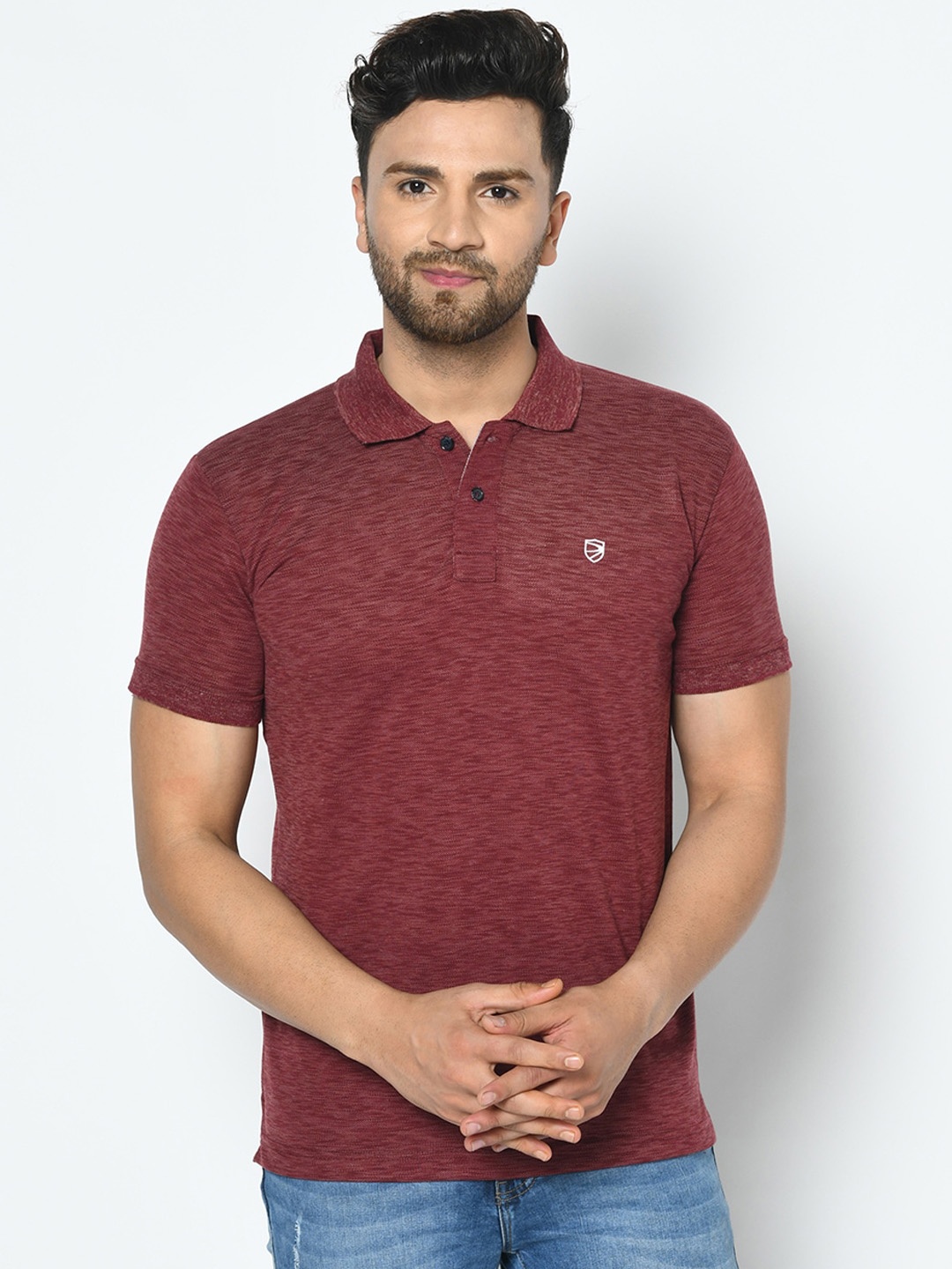 

Duke Men Red Solid Polo Collar T-shirt