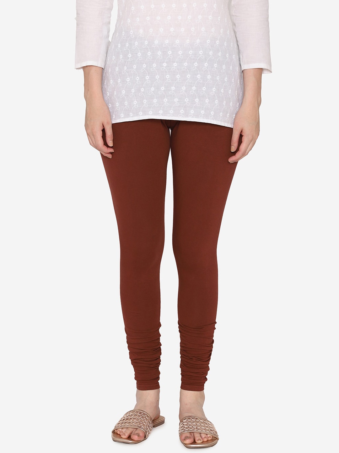 

Vami Women Brown Solid Churidar-Length Leggings