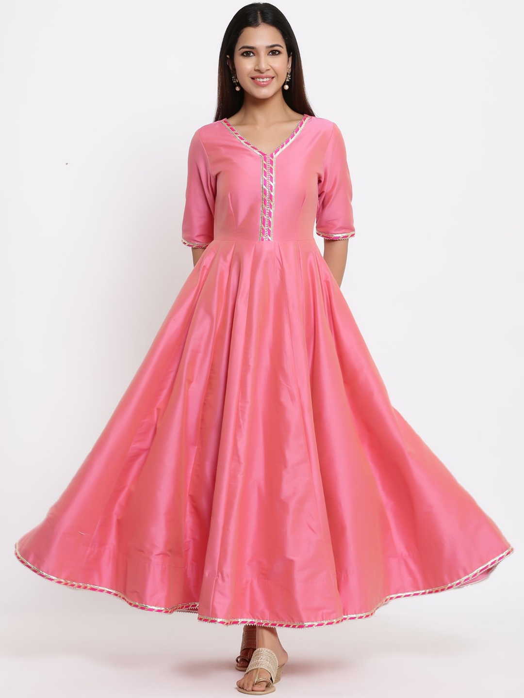 

Indian Virasat Women Pink Solid Maxi Dress