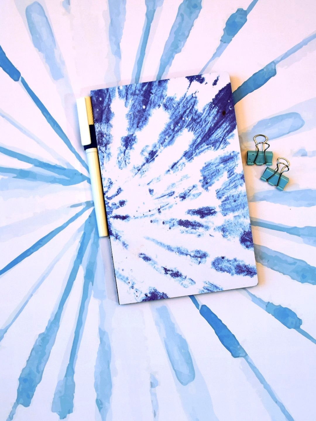 

Doodle Blue & White Floral Shibori Print Notebook