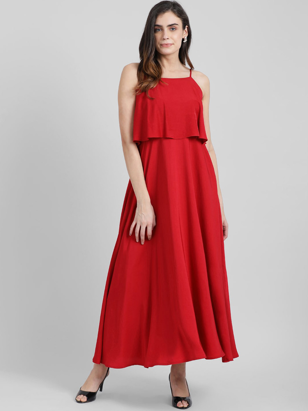 

Zink London Women Red Solid Maxi Dress