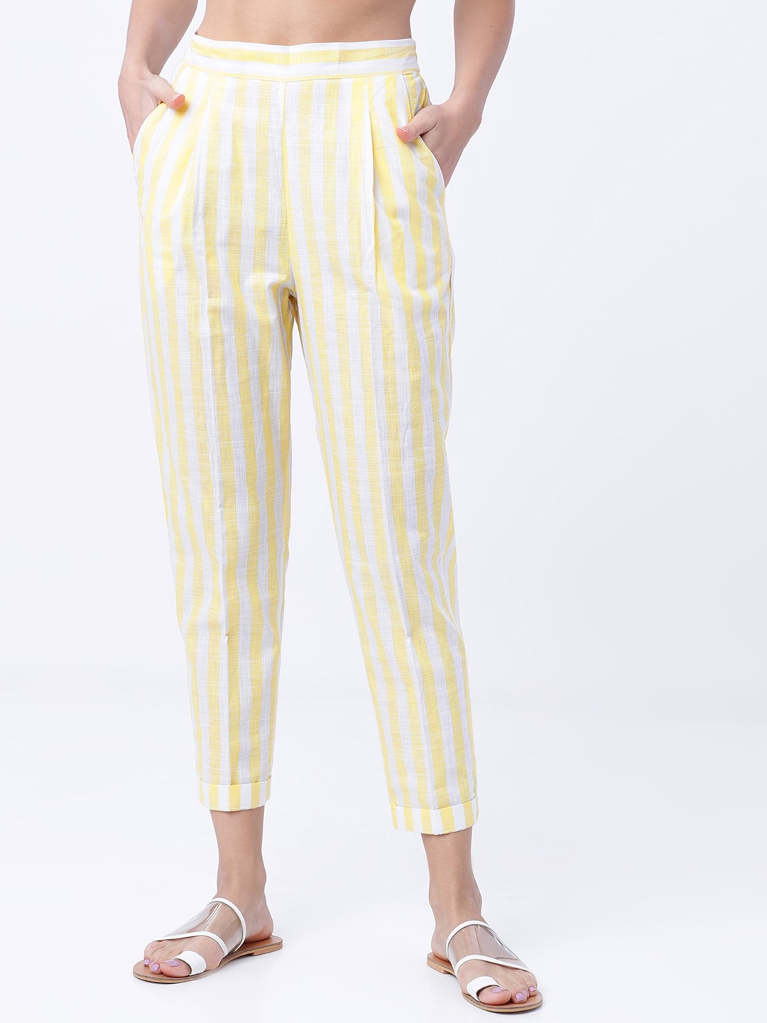 

Vishudh Women White Striped