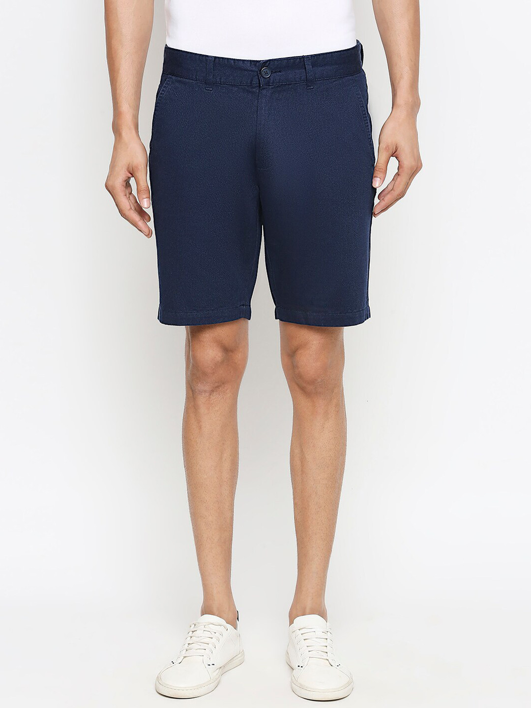 

BYFORD by Pantaloons Men Navy Blue Solid Slim Fit Regular Shorts