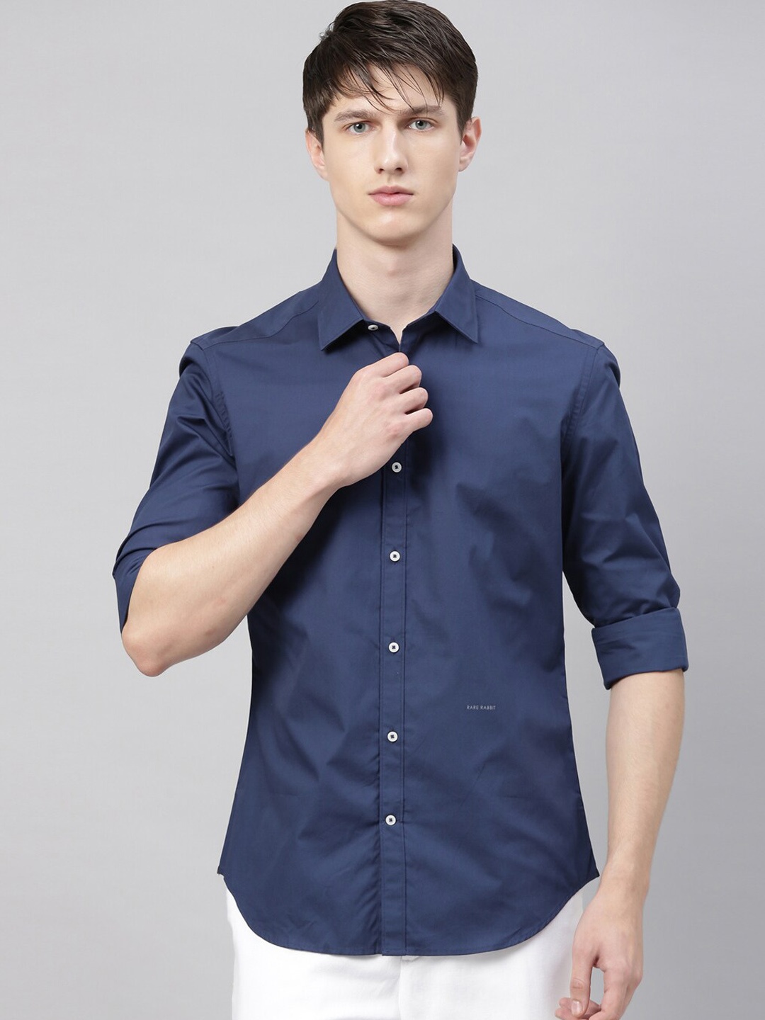 

RARE RABBIT Men Corp-Zander Regular Fit Blue Regular Fit Solid Shirt