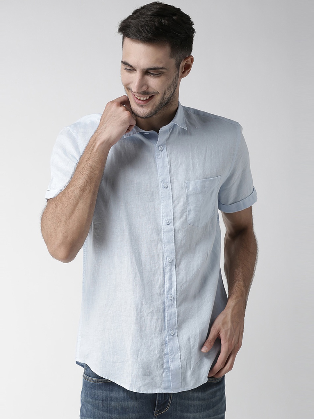 

Celio Men Blue Regular Fit Solid Casual Shirt