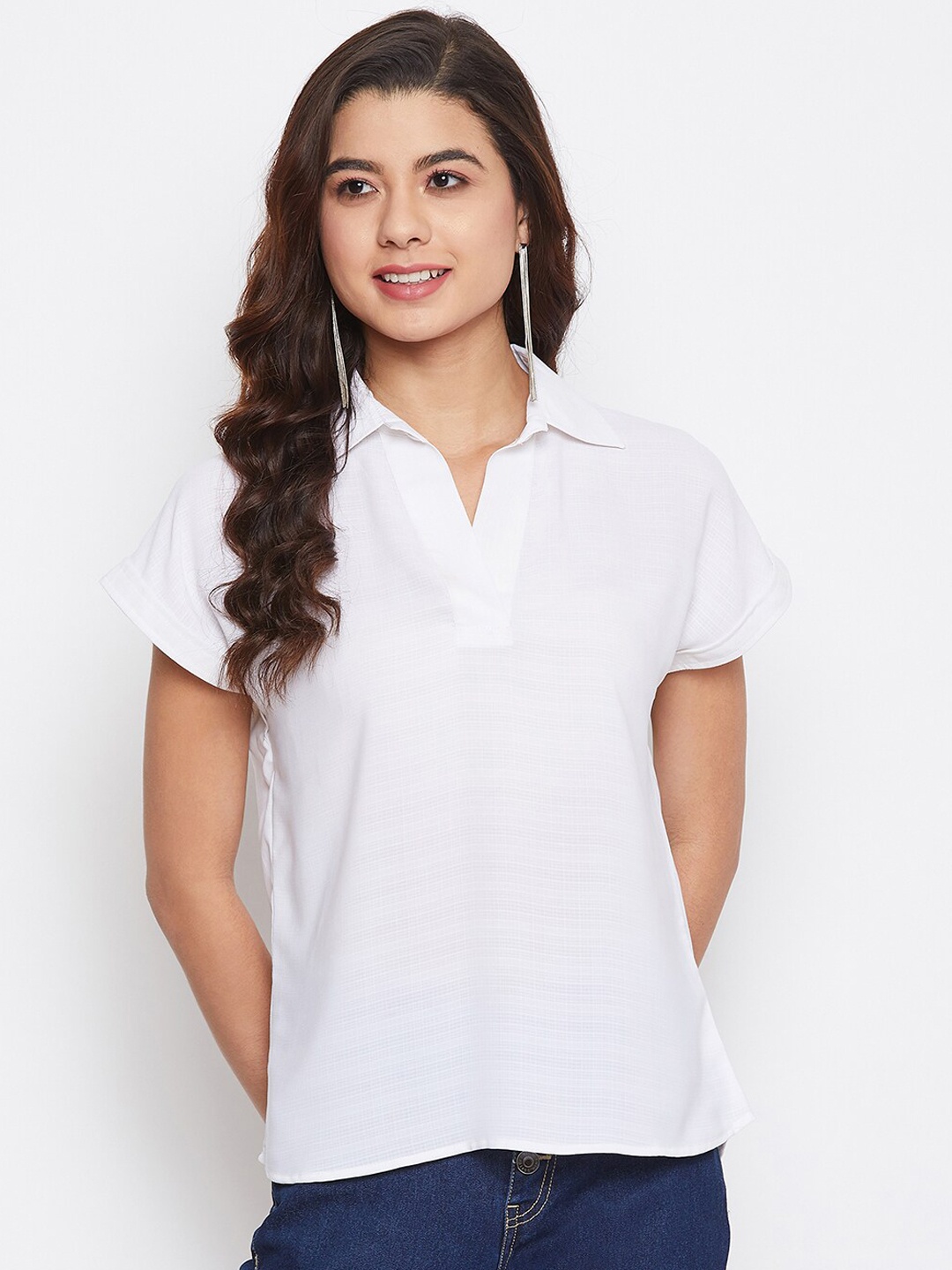 

Imfashini Women White Self Design Top