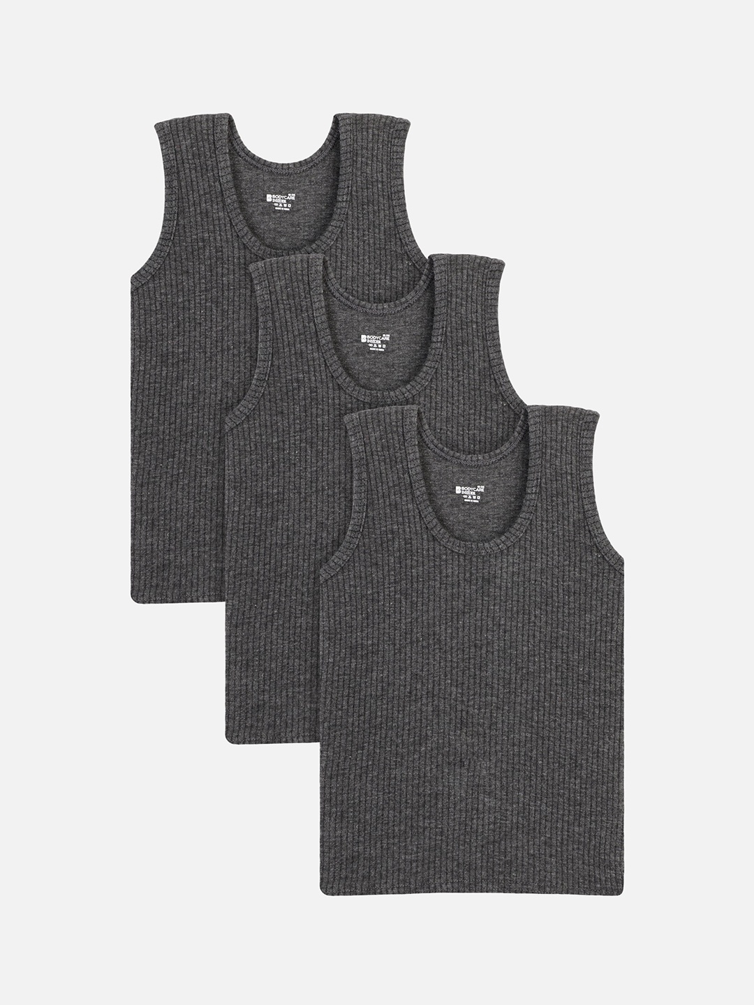 BODYCARE INSIDER Kids Pack Of 3 Charcoal Grey Solid Thermal Tops