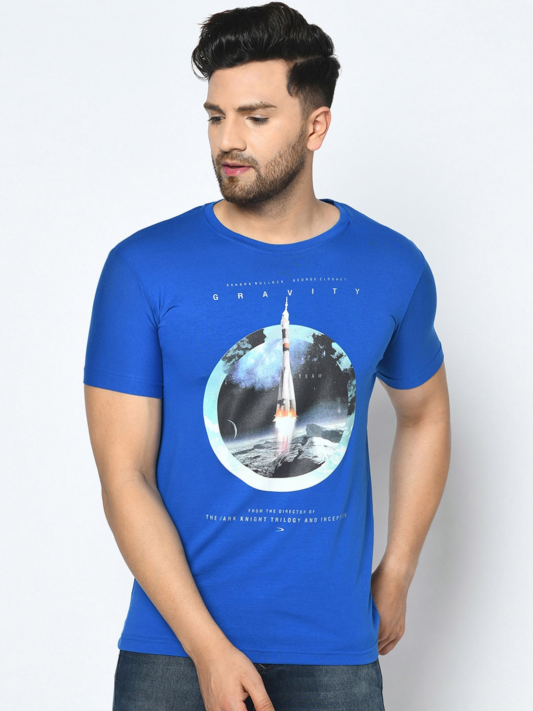 

Duke Men Purple Printed Round Neck T-shirt