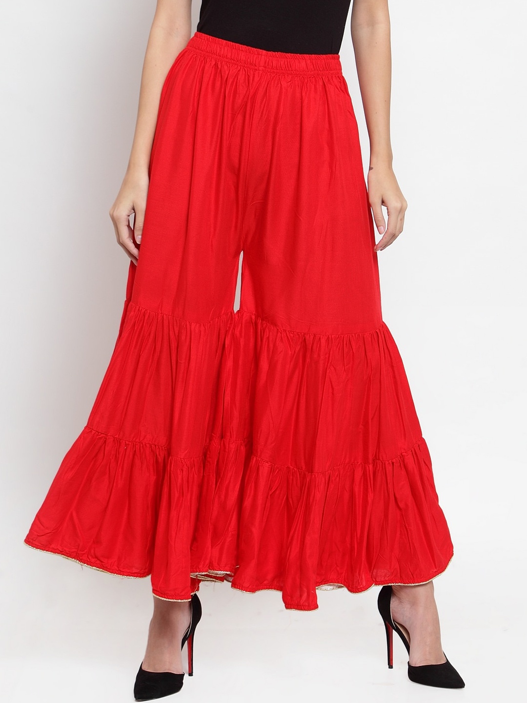 

Clora Creation Women Red Solid Flared Palazzos
