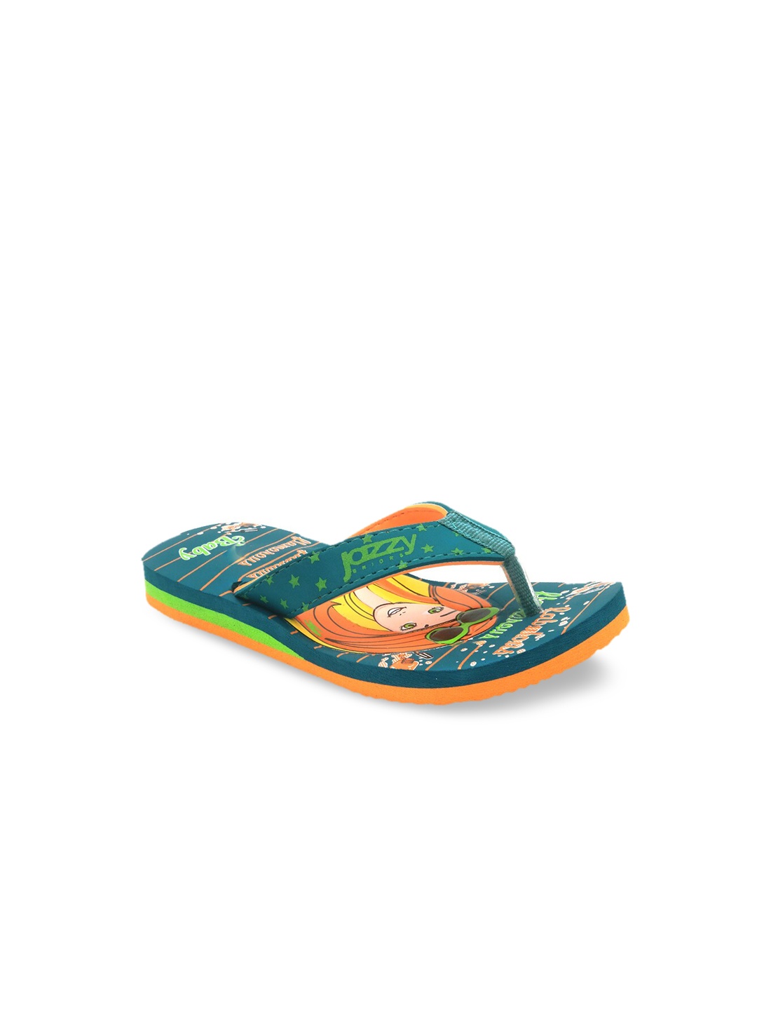 

Jazzy Juniors Girls Green & Orange Printed Thong Flip-Flops
