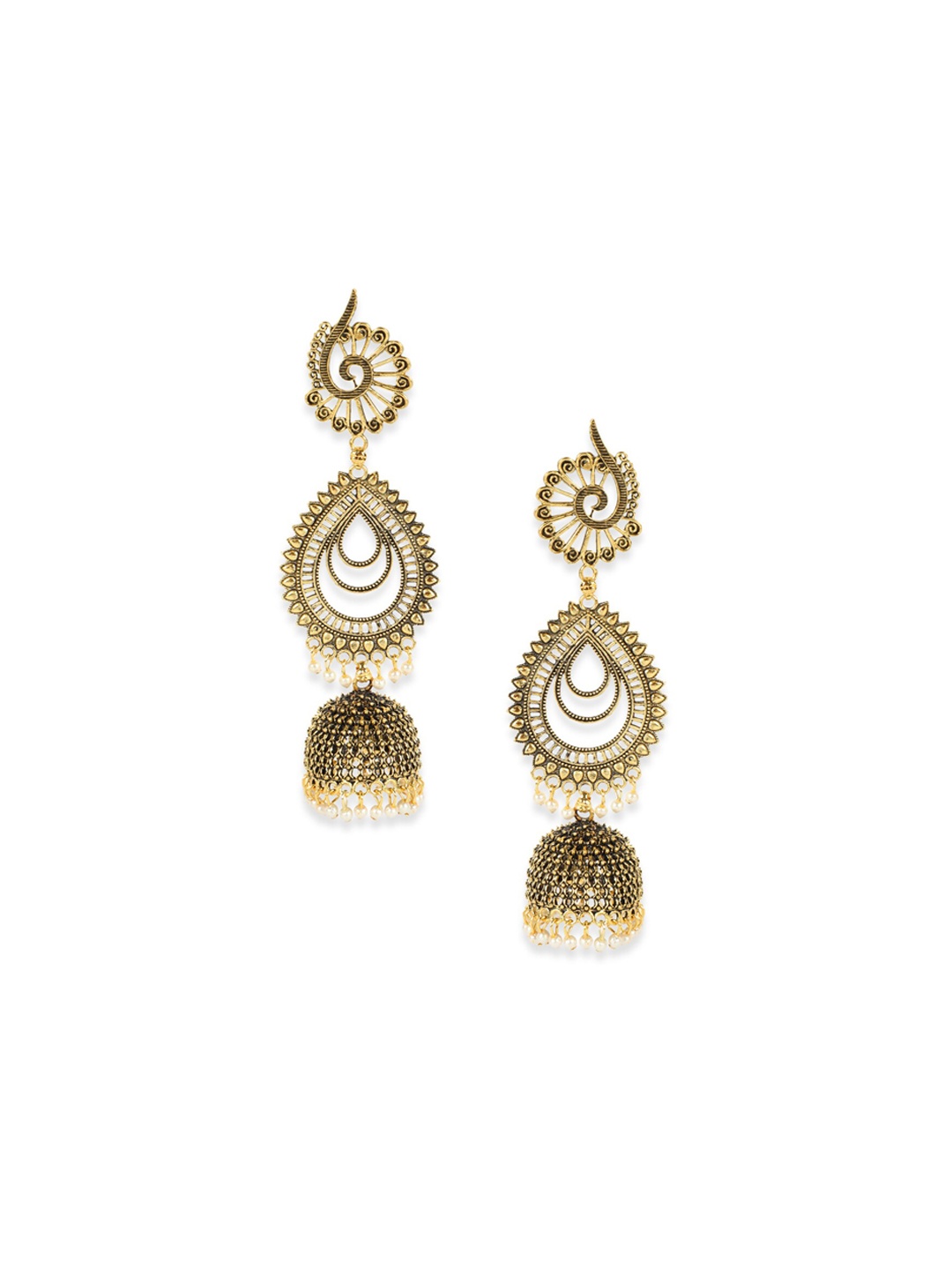 

ANIKAS CREATION Gold-Plated Dome Shaped Jhumkas