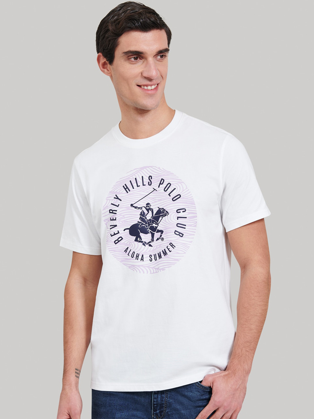 

Beverly Hills Polo Club Men White Printed Round Neck T-shirt