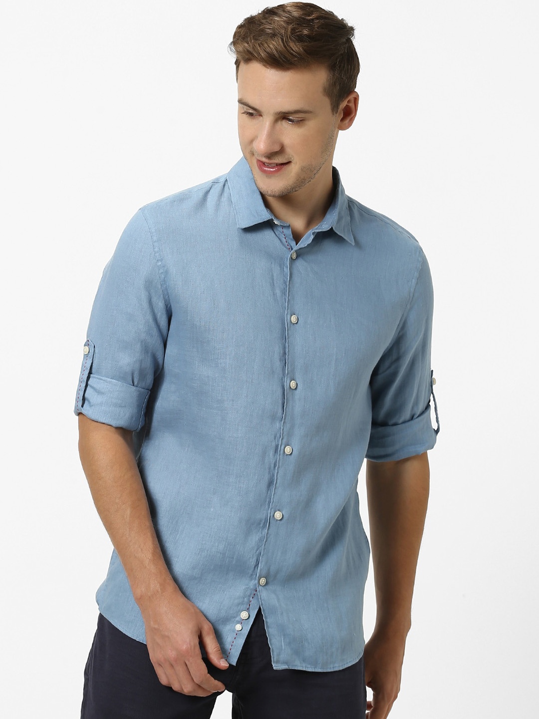 Celio Men Blue Regular Fit Solid Casual Shirt