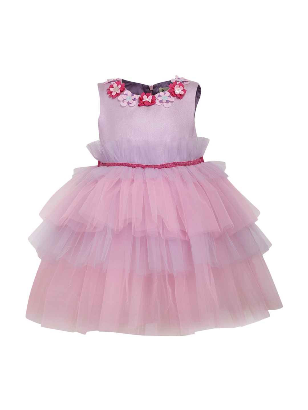 

A Little Fable Girls Pink Solid Fit and Flare Dress