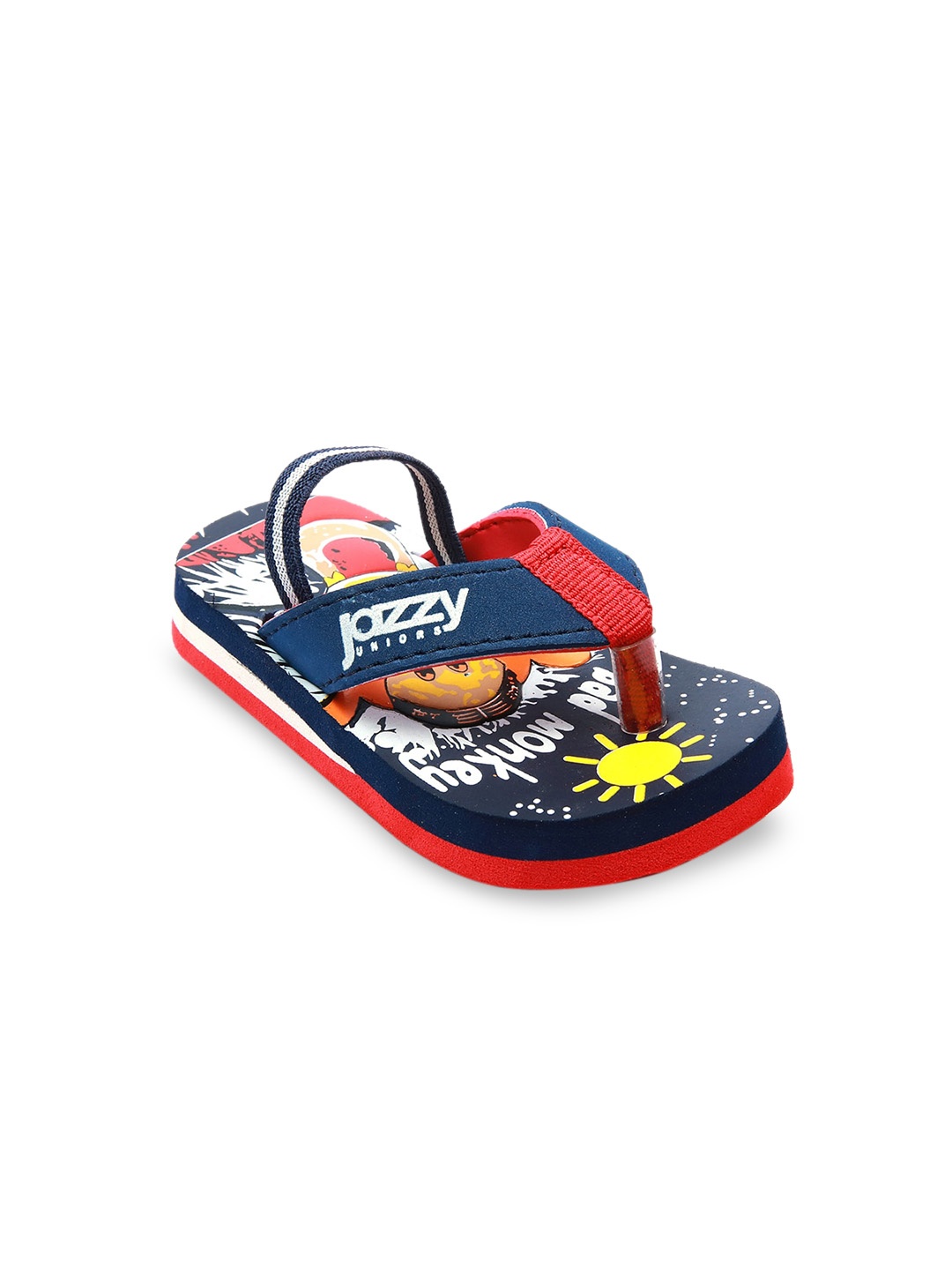 

Jazzy Juniors Boys Navy Blue & Red Printed Thong Flip-Flops