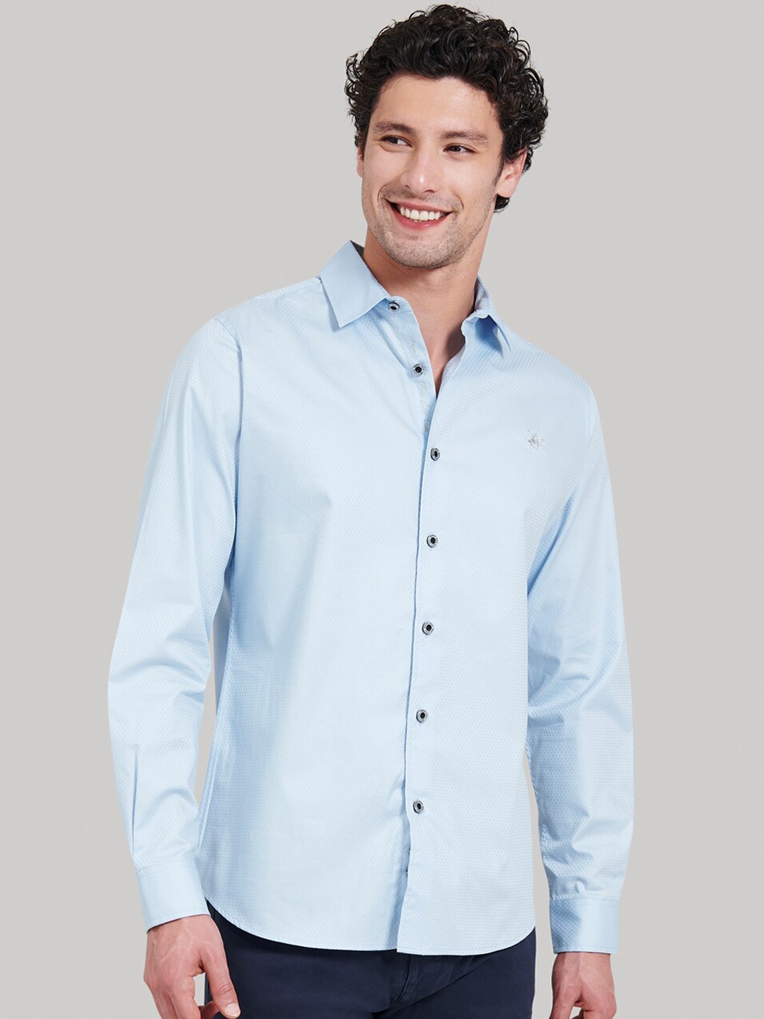 

Beverly Hills Polo Club Men Blue Slim Fit Solid Casual Shirt