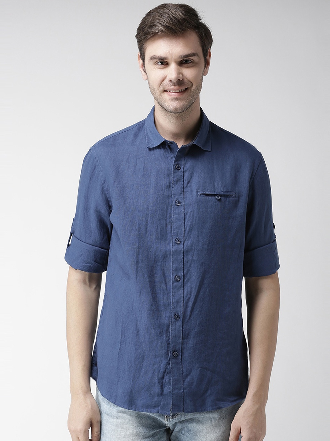 

Celio Men Navy Blue Regular Fit Solid Casual Shirt