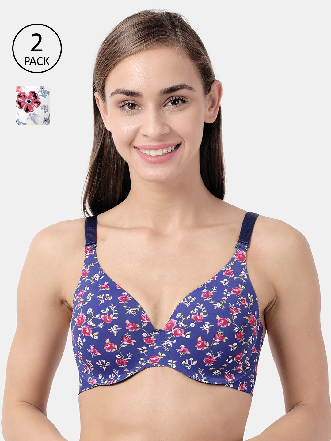 

shyaway Multicoloured Set of 2 Printed Underwired Lightly Padded Everyday Bra shya-com-212, Multi