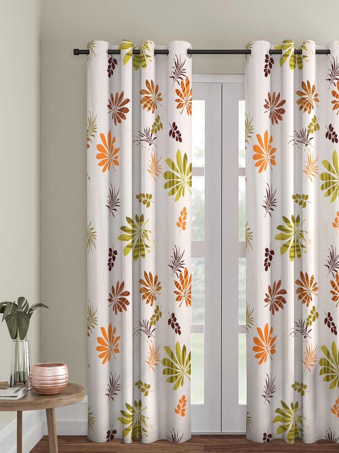 

Cortina Beige & Orange Single Printed Long Door Curtain