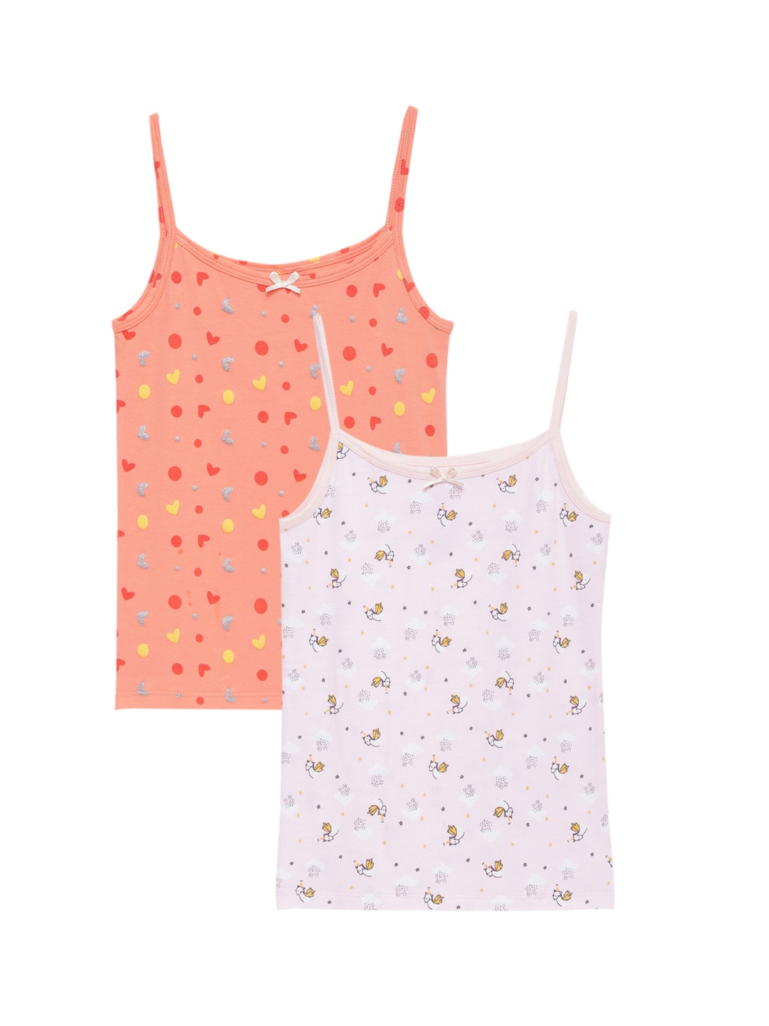 

Charm n Cherish Girls Pack of 2 Printed Camisoles, Peach