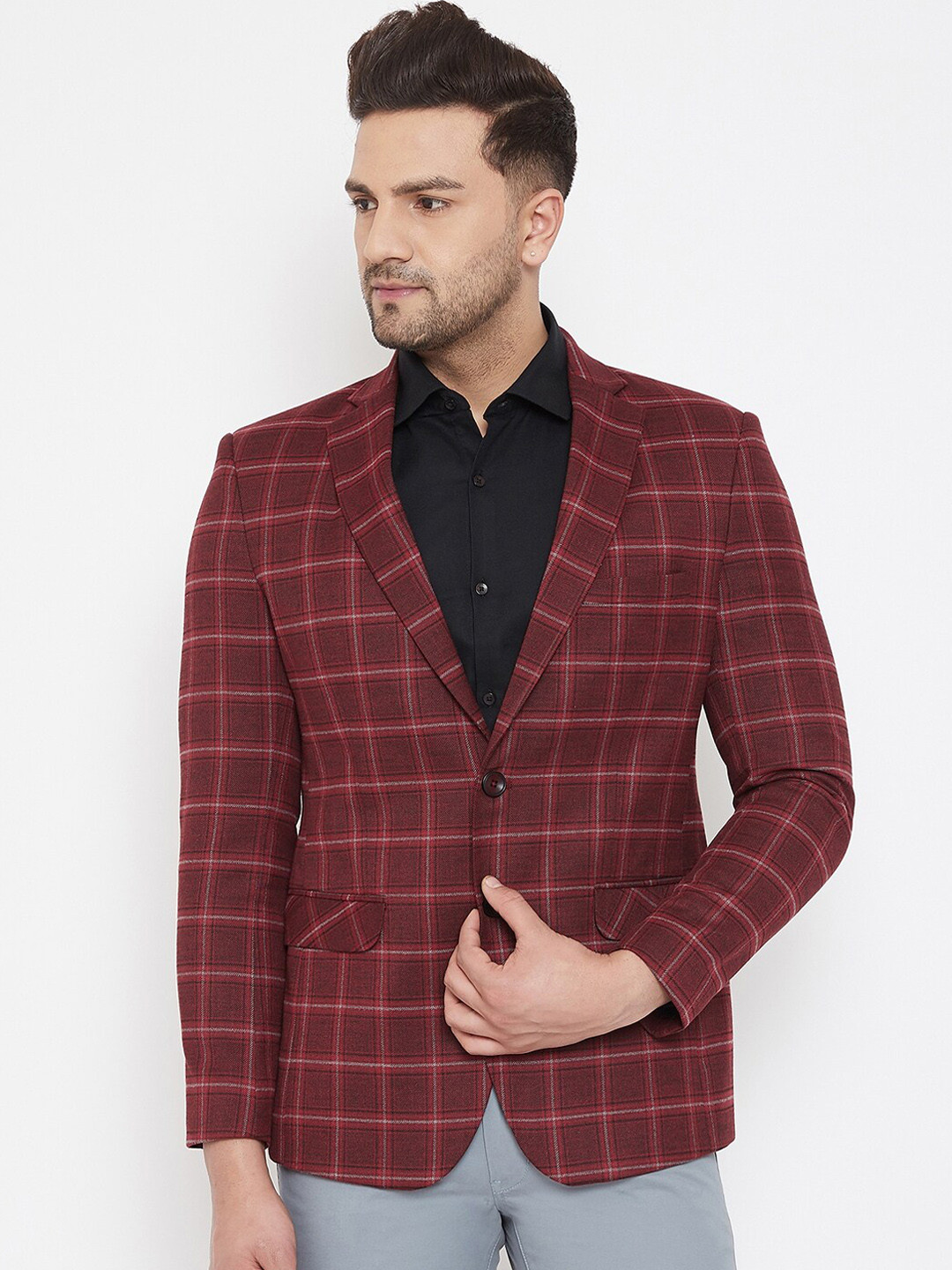 

Canary London Men Rust Brown Slim-Fit Single -Breasted Casual Pure Wool Blazer