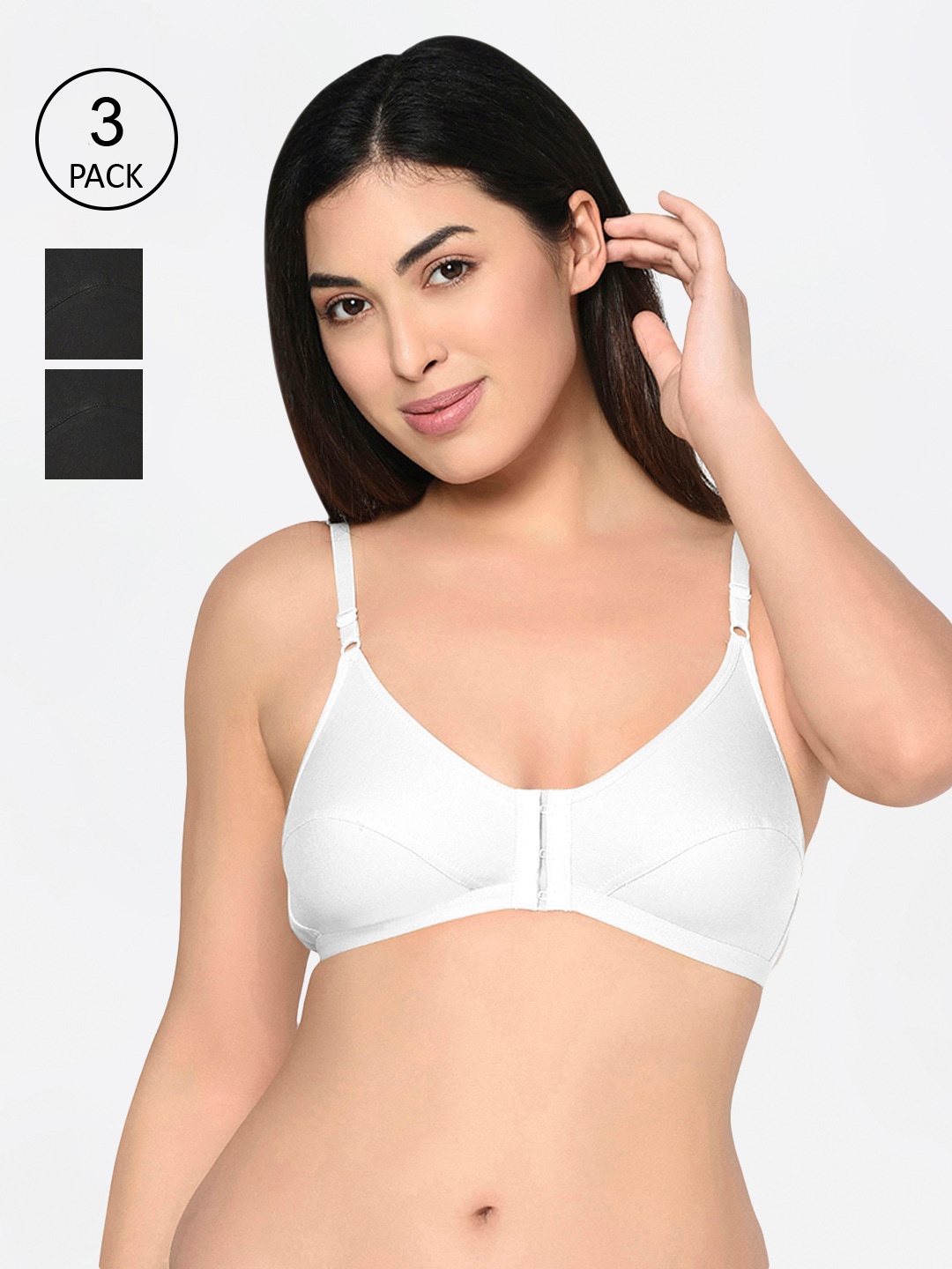 

Bodycare Pack Of 3 Solid Non-Wired Non Padded Everyday Bras 1568BWB, White