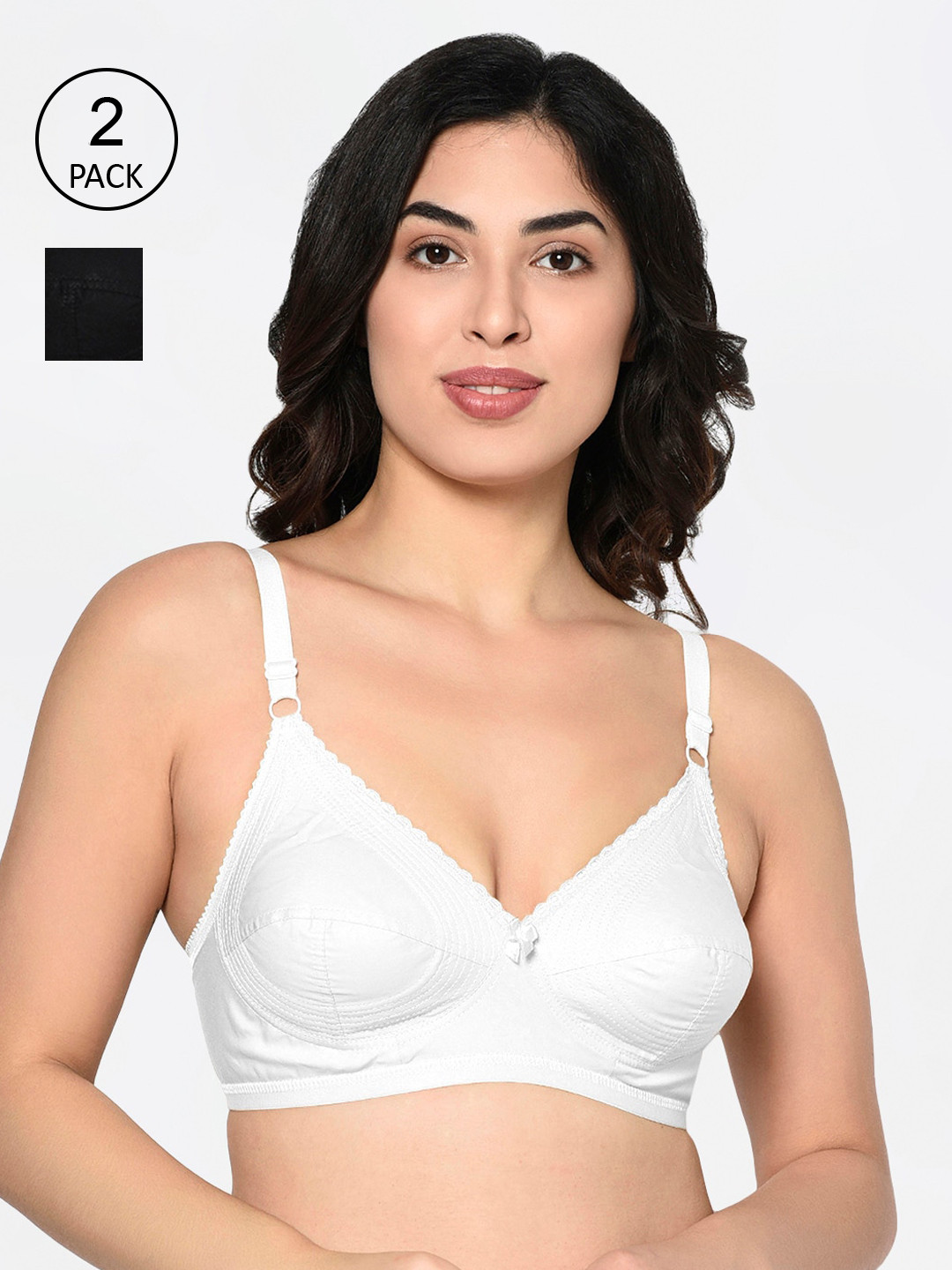

Bodycare Pack Of 2 Solid Non-Wired Non Padded Everyday Bra, White