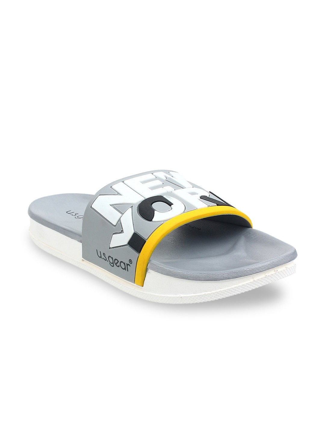 

US Gear Men Grey & White Printed Sliders