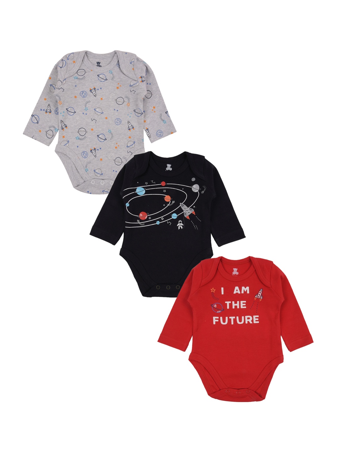 

i bears Infant-Kids Pack of 3 Printed Bodysuits, Grey