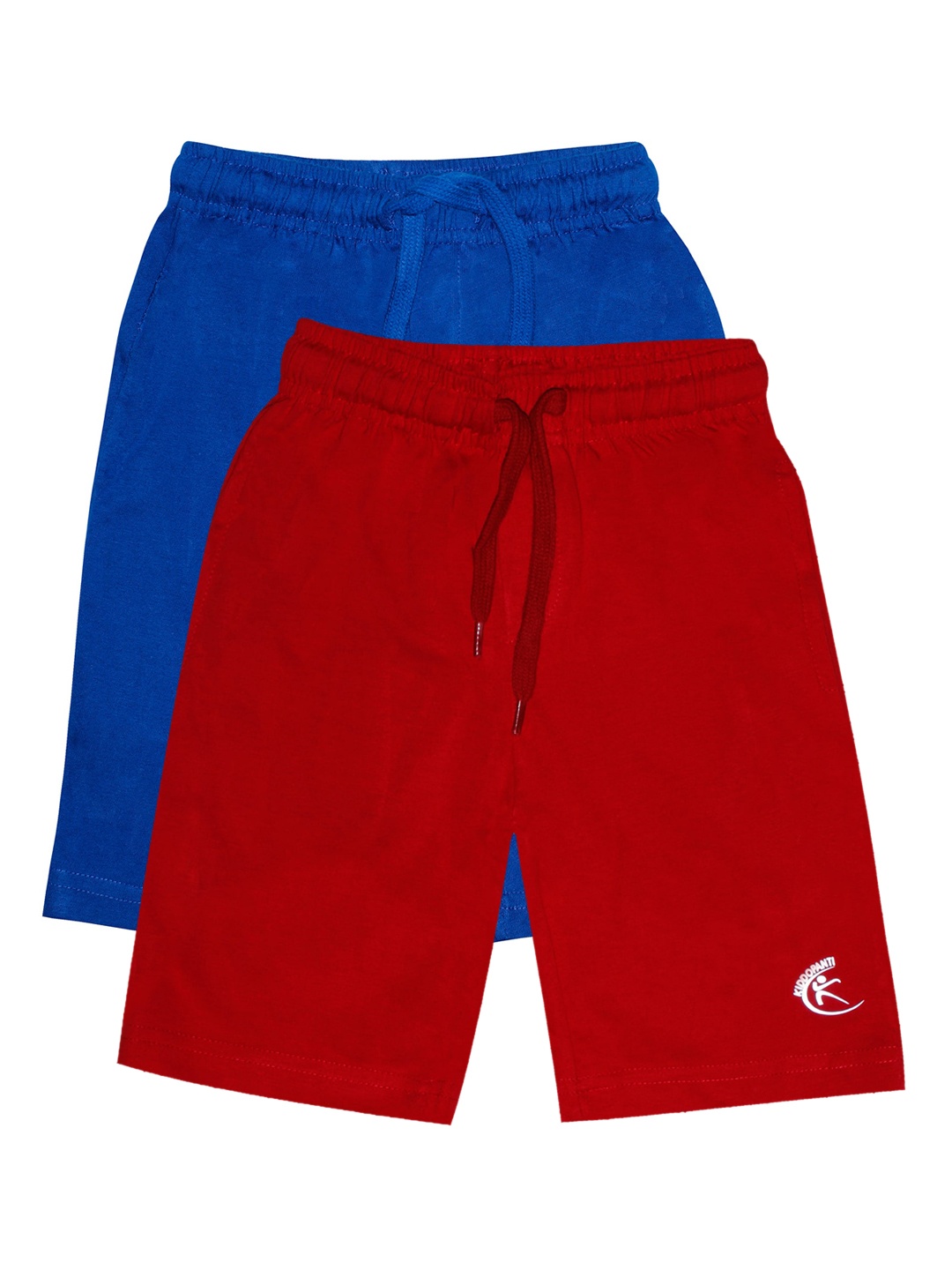 

KiddoPanti Boys Blue & Red Set of 2 Solid Regular Shorts