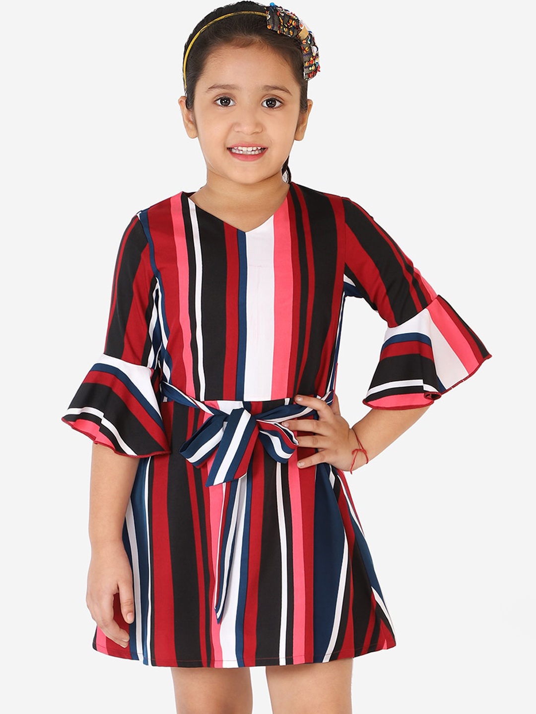 

Naughty Ninos Girls Red Striped Fit and Flare Dress