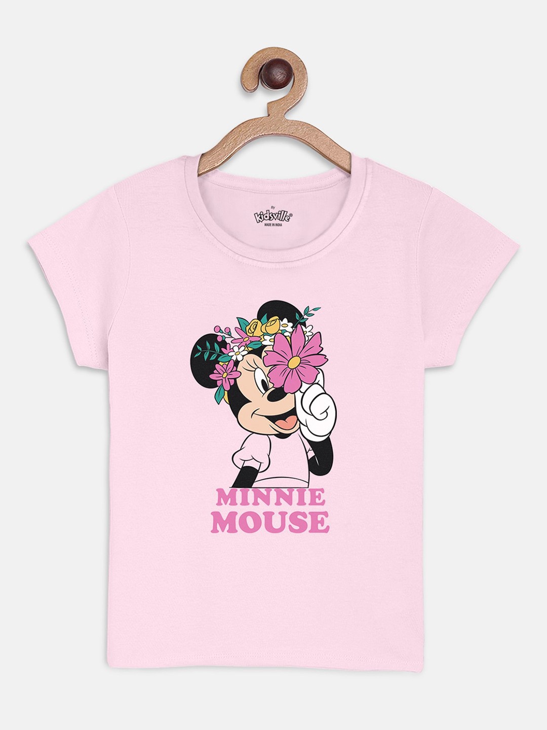 

Kids Ville Girls Pink Mickey Friends Printed Round Neck Pure Cotton T-shirt