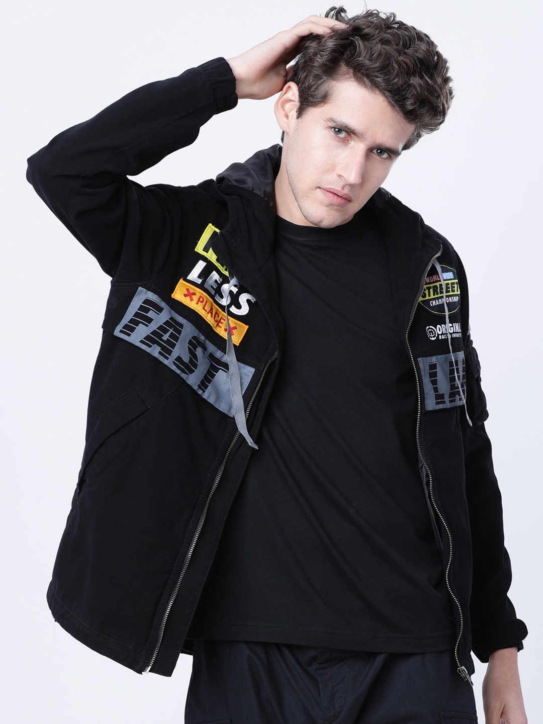 

LOCOMOTIVE Men Black Printed Tailored Shacket
