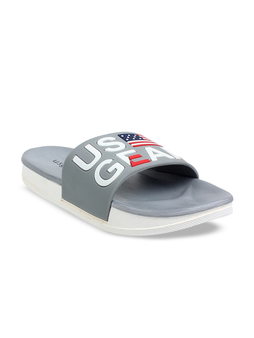 

US Gear Men Grey & White Printed Sliders