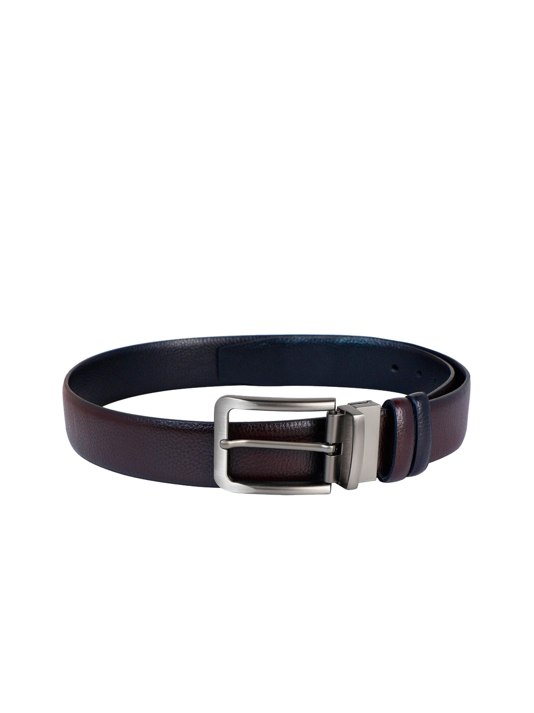 

ZEVORA Men Brown & Black Textured Reversible Belt