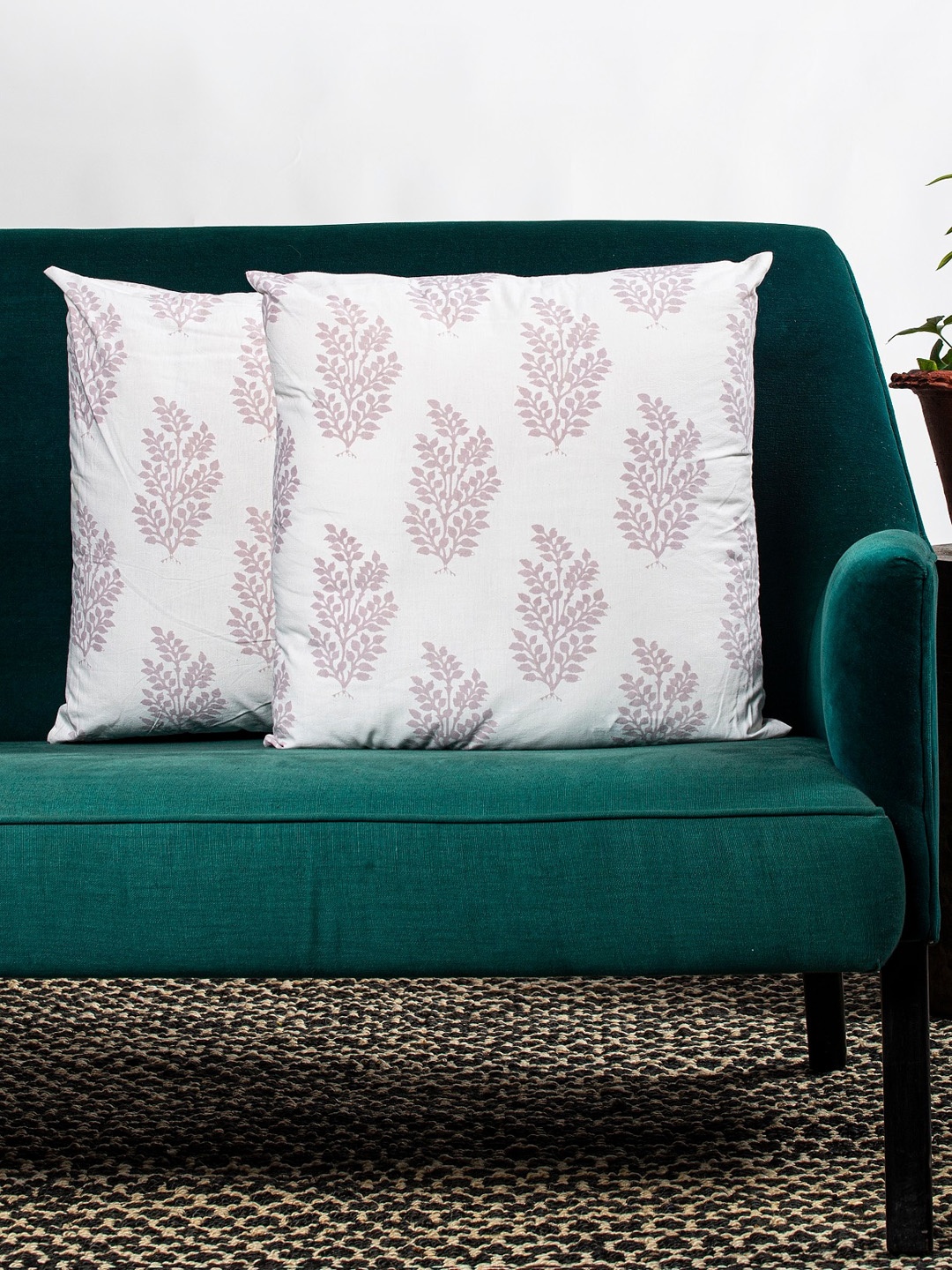 

Contrast Living White & Lavender Set of 2 Floral Square Cushion Covers