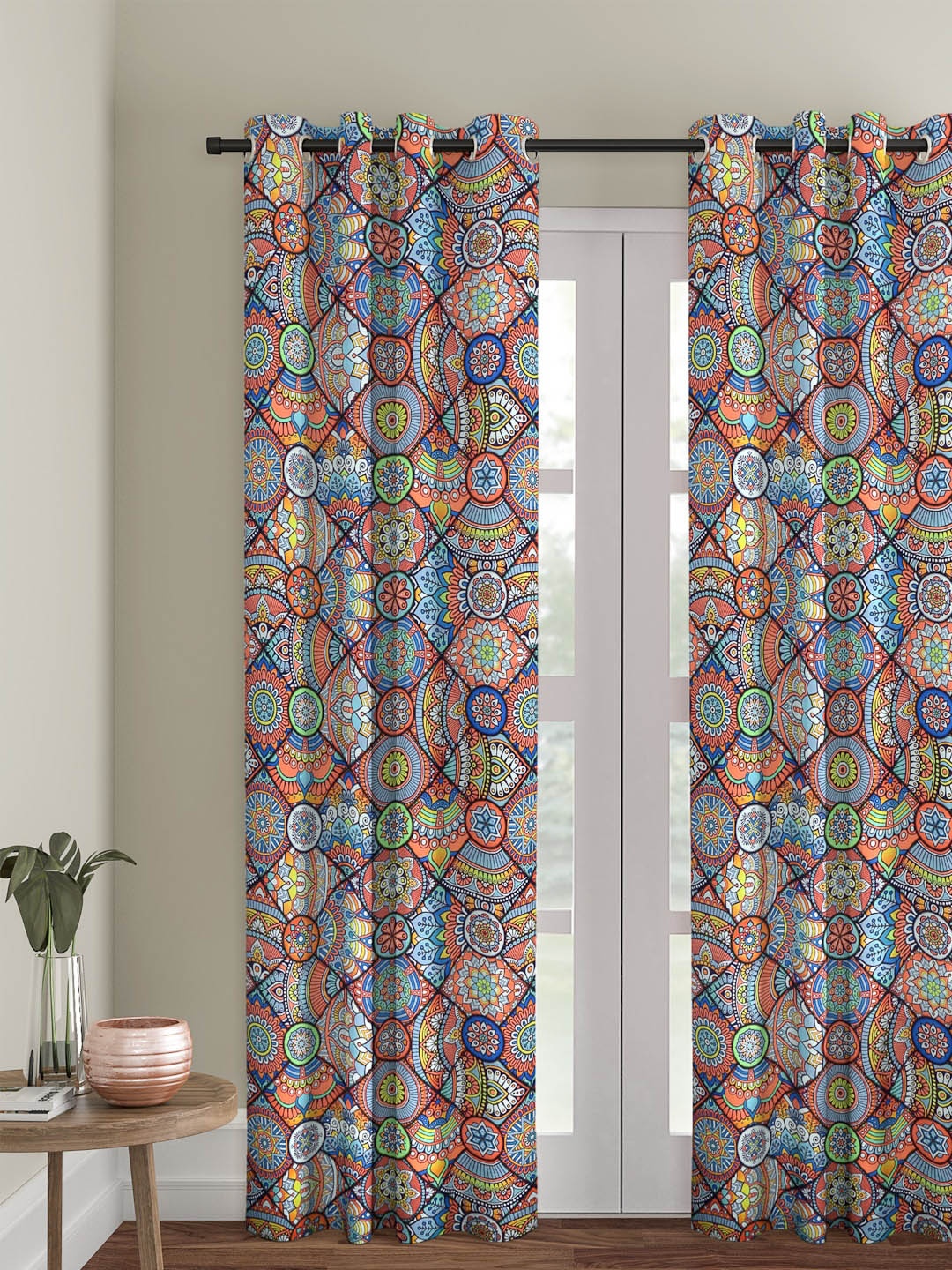 

Cortina Multicoloured Set of 2 Digital Printed Long Door Curtains, Multi