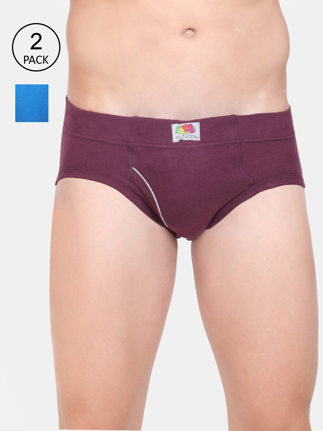 

Fruit of the loom Men Pack Of 2 Solid Basic Briefs MBR04-2P-A1S4, Purple