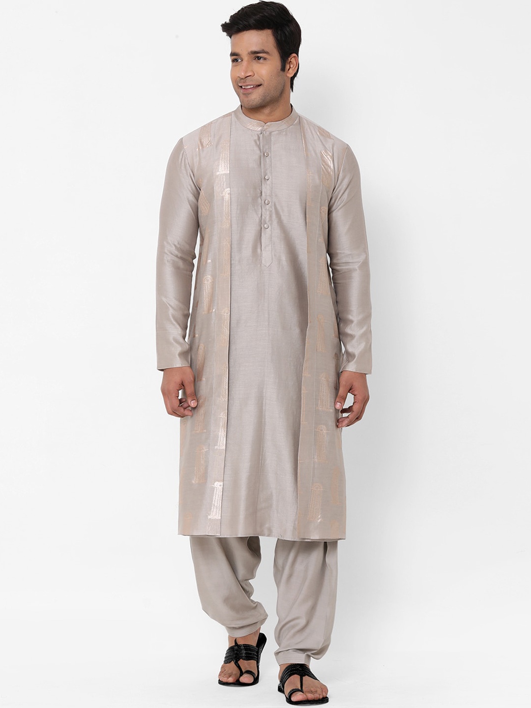 

Masaba Men Grey Printed Straight Kurta