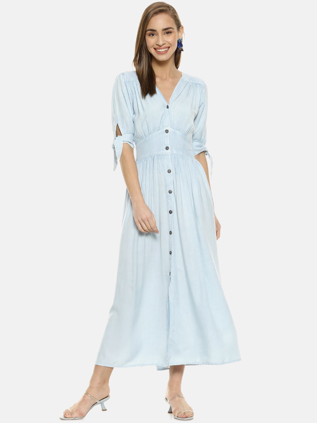 

Campus Sutra Women Blue Solid Maxi Dress