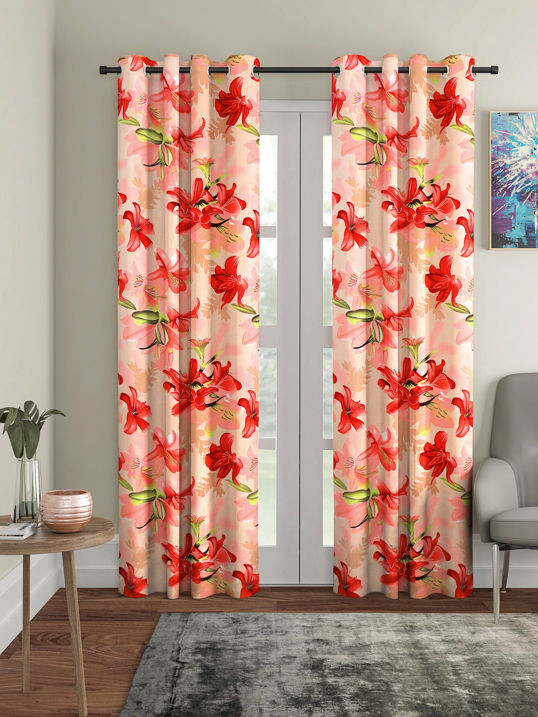 

Cortina Peach-Coloured & Pink Set of 2 Curtains