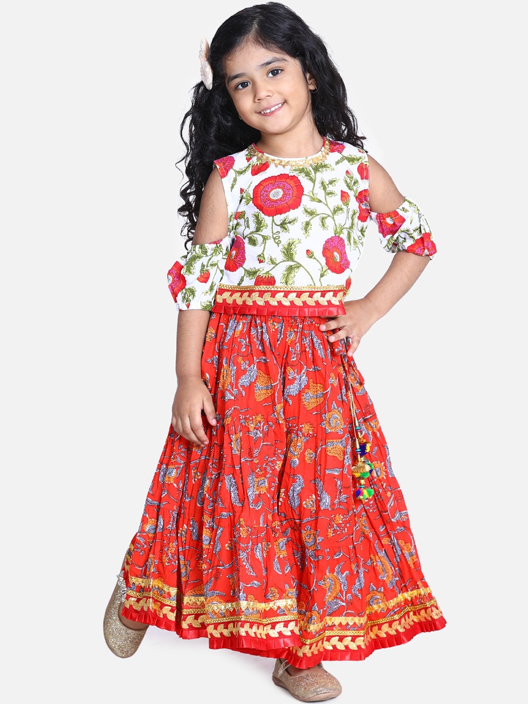 

BownBee White & Red Ready to Wear Lehenga with Blouse