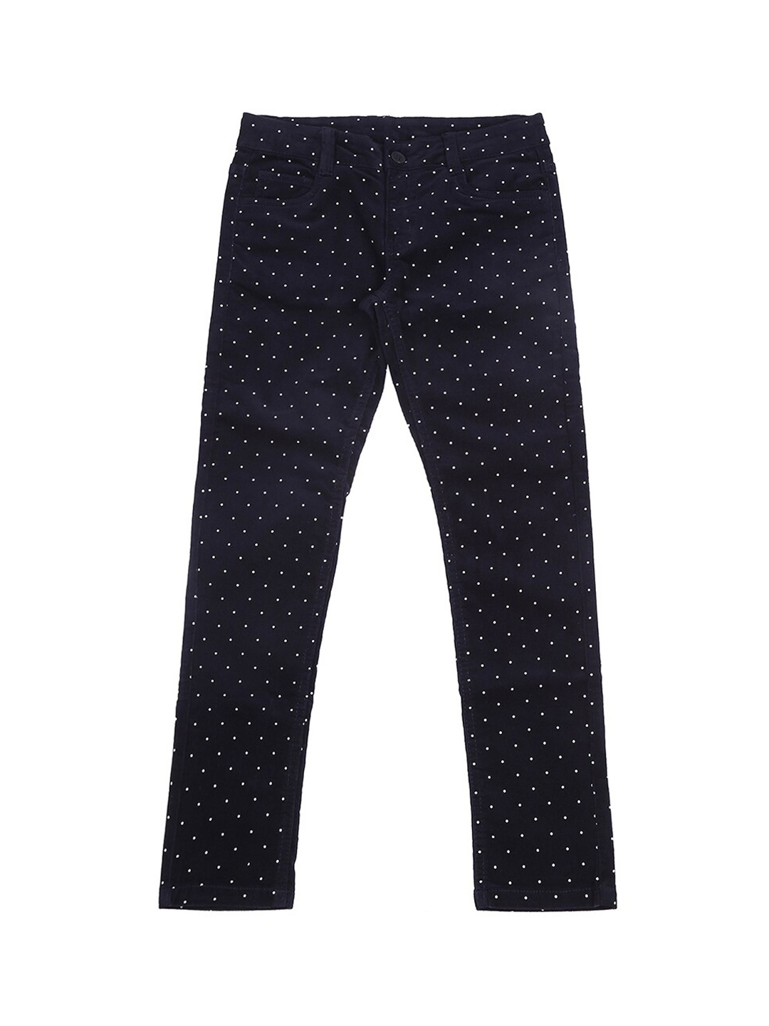 

Pantaloons Junior Girls Navy Blue Regular Fit Printed Regular Trousers