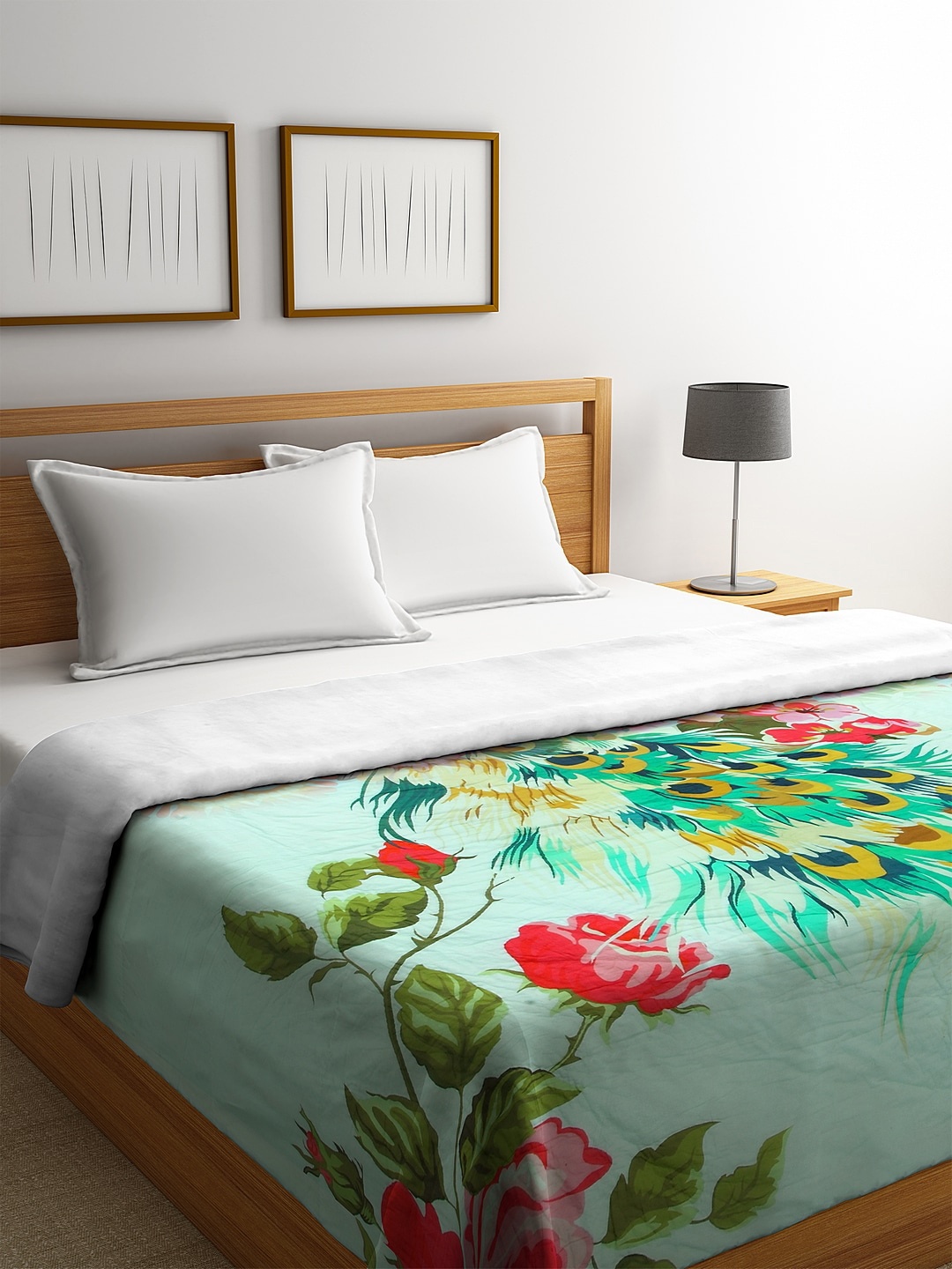 

REME Green & Beige Floral Heavy Winter 150 GSM Double Bed Quilt