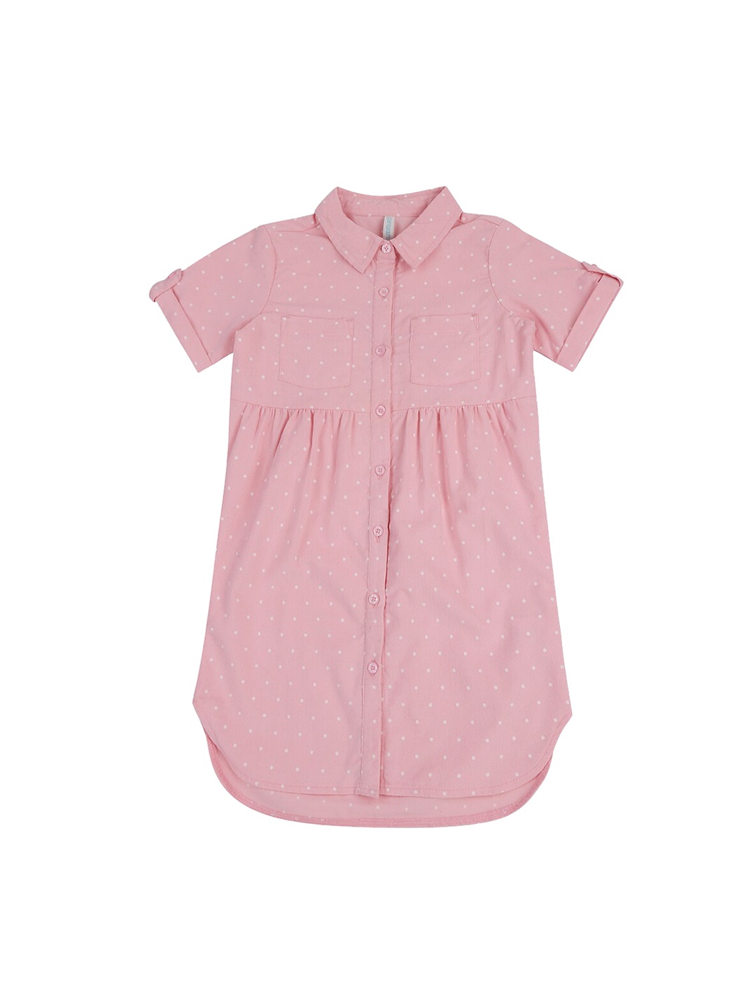 

Pantaloons Junior Girls Pink Printed Shirt Dress