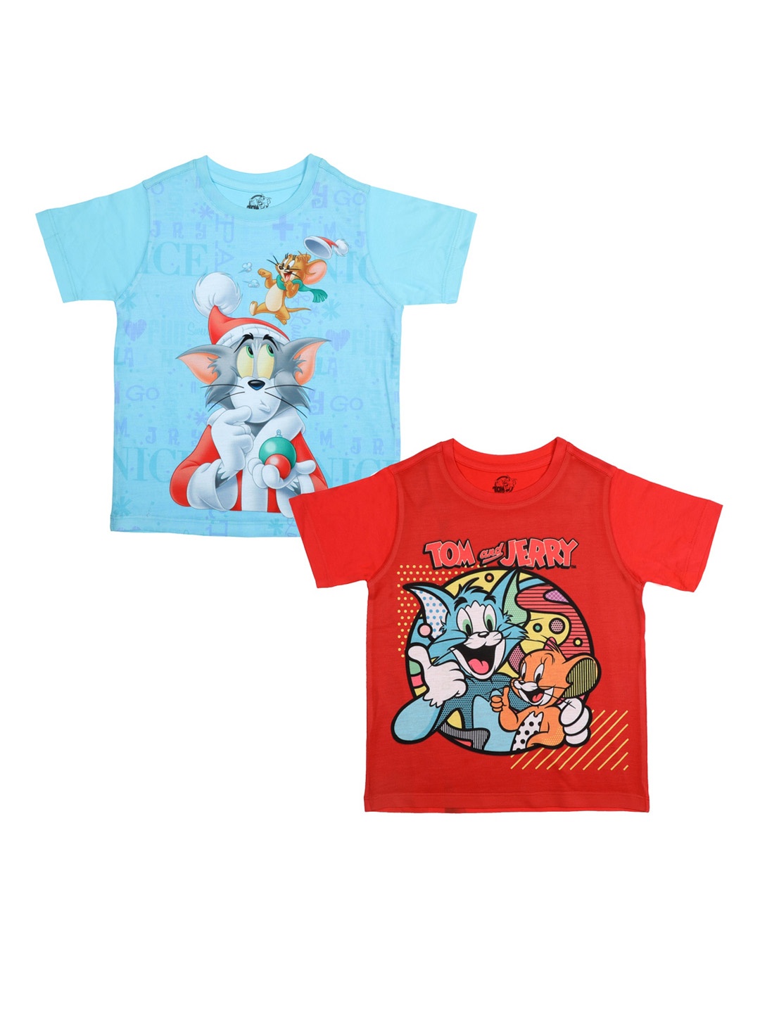 

Tom & Jerry Boys Pack Of 2 Tom & Jerry Printed Round Neck T-shirts, Blue