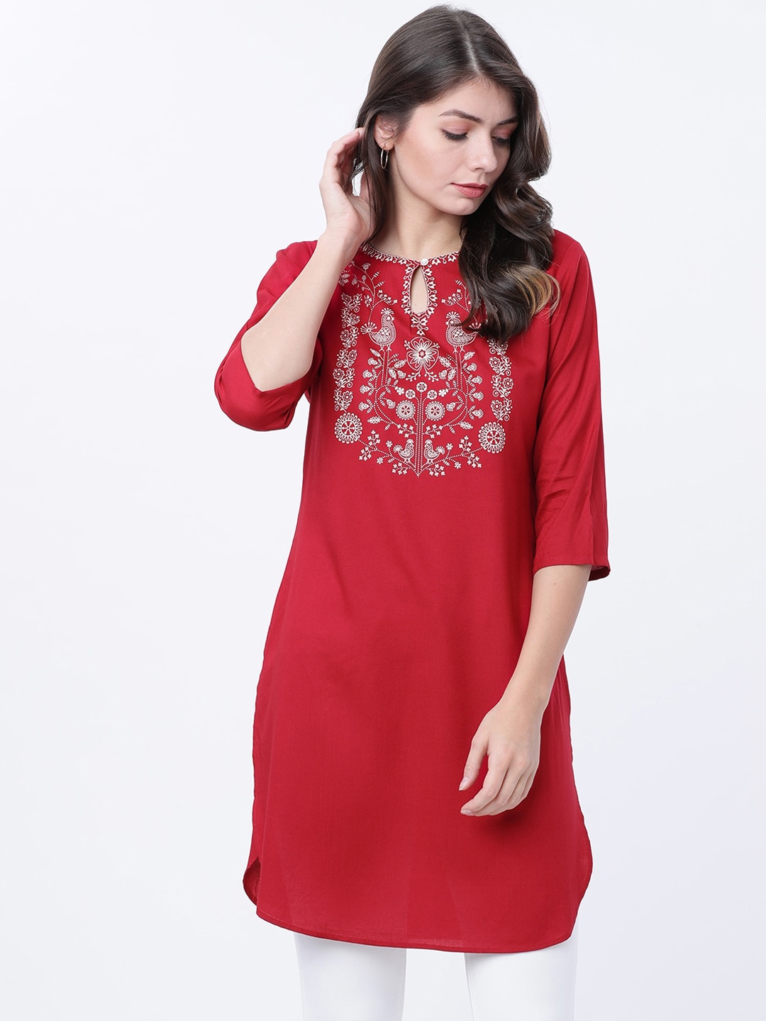 

Vishudh Women Red Printed Tunic