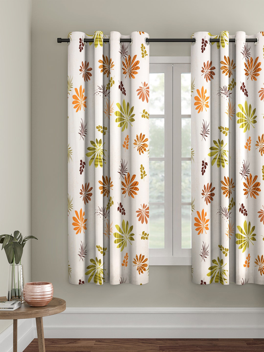 

Cortina Beige & Orange Single Printed Window Curtain